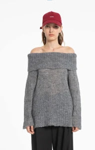 Off-Shoulder Jumper with Wool Blend