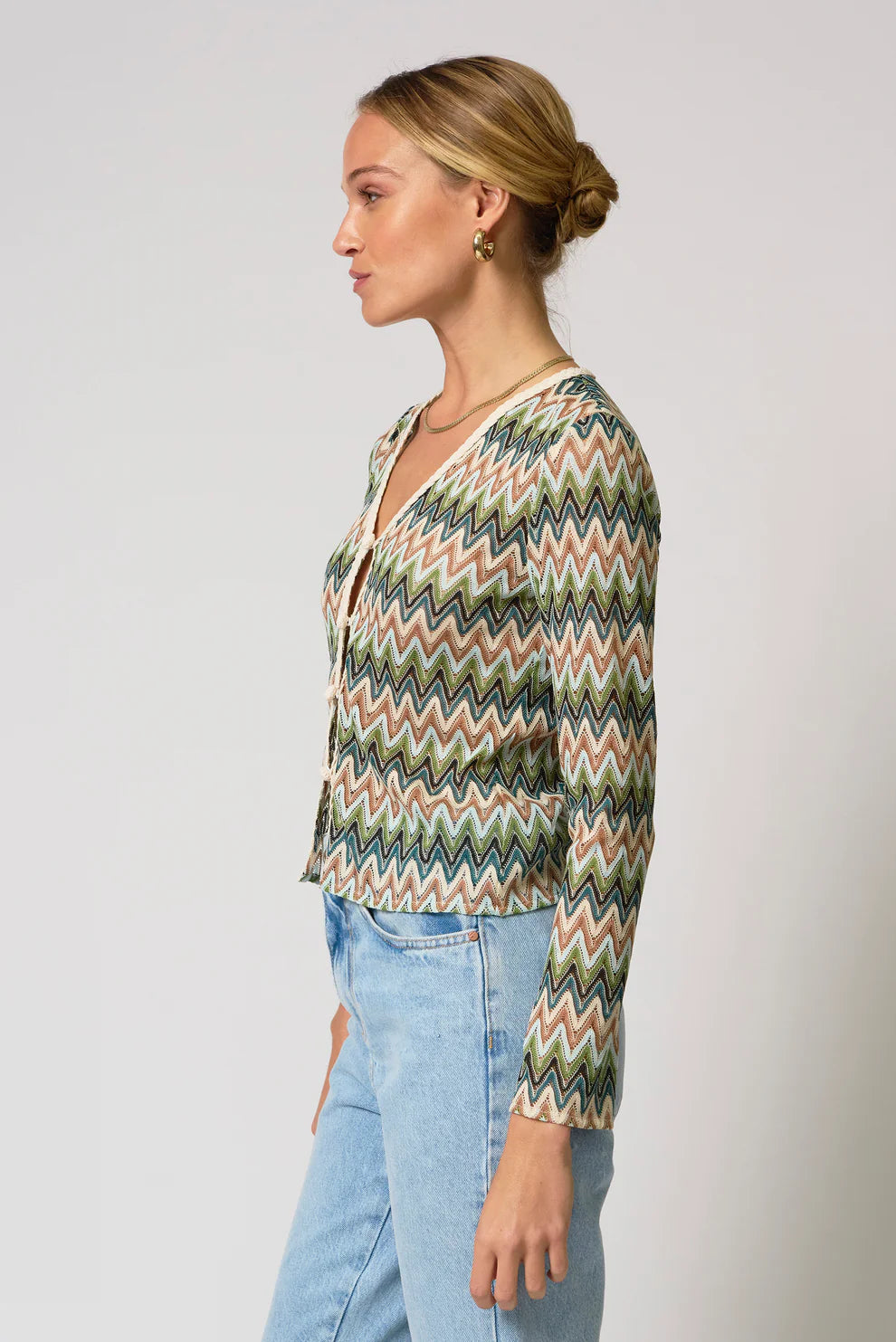 Celine Rainbow Crochet Button Front Cardigan