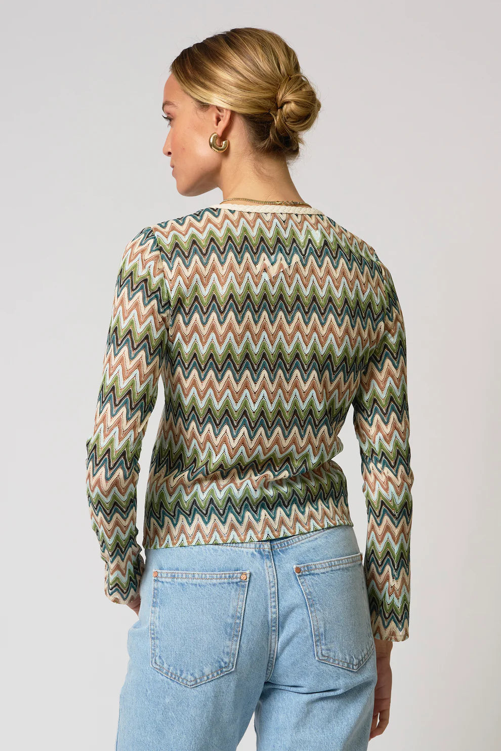 Celine Rainbow Crochet Button Front Cardigan
