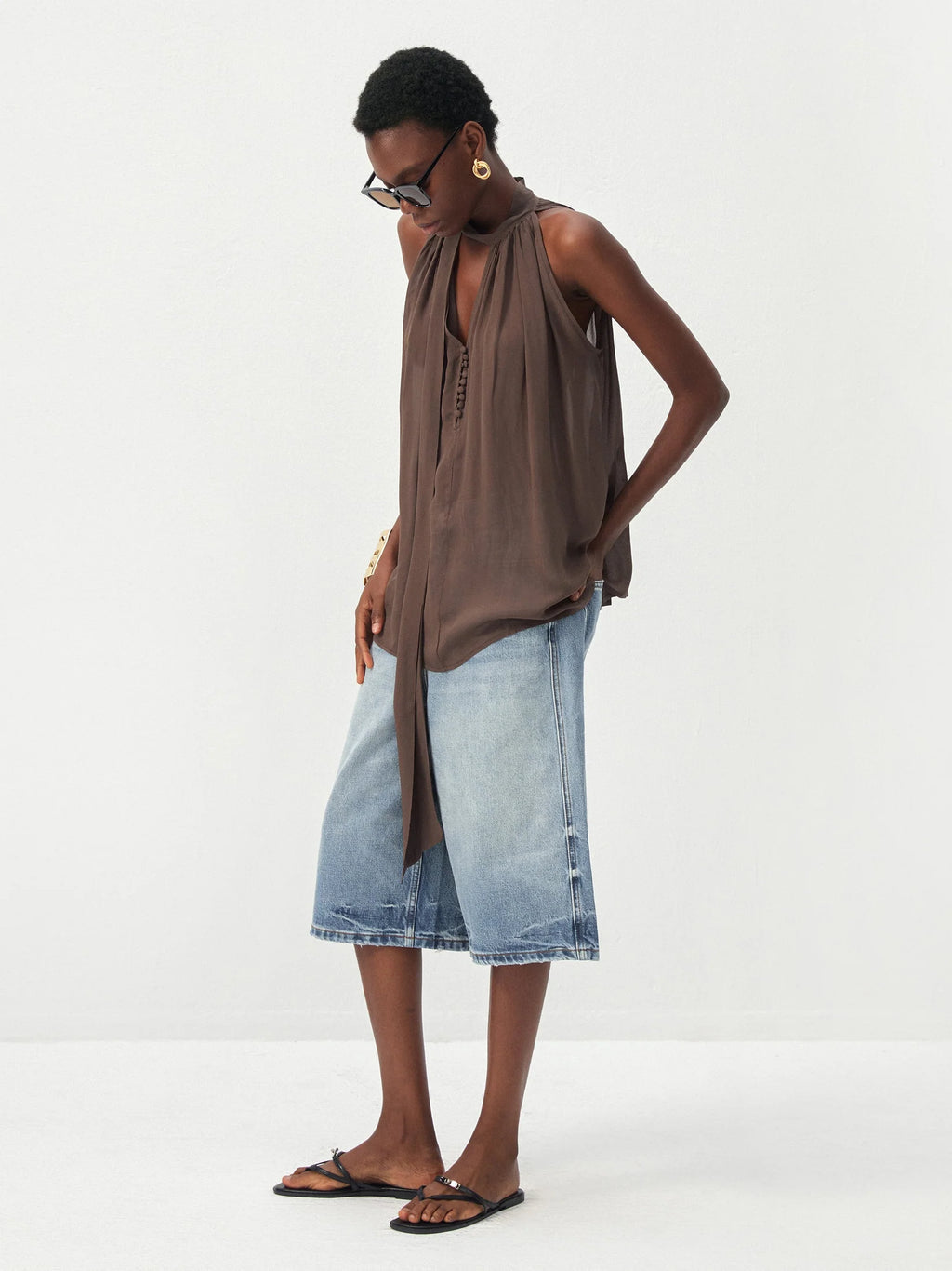 Halter Neck Keyhole Sleeveless Blouse