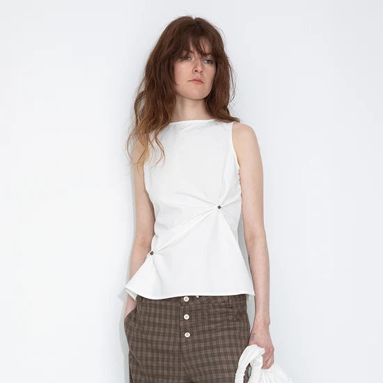 Sleeveless Satin Ruched Tank Top