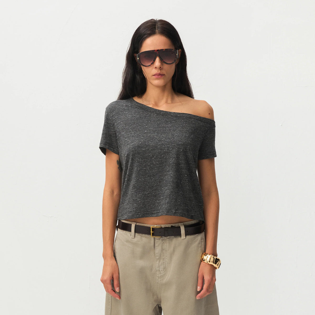 Asymmetric Cold-Shoulder T-Shirt