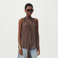 Halter Neck Keyhole Sleeveless Blouse