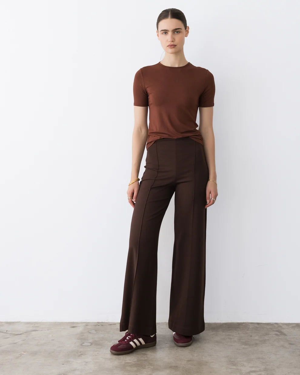 Ponte Knit Standard Wide Leg Pant