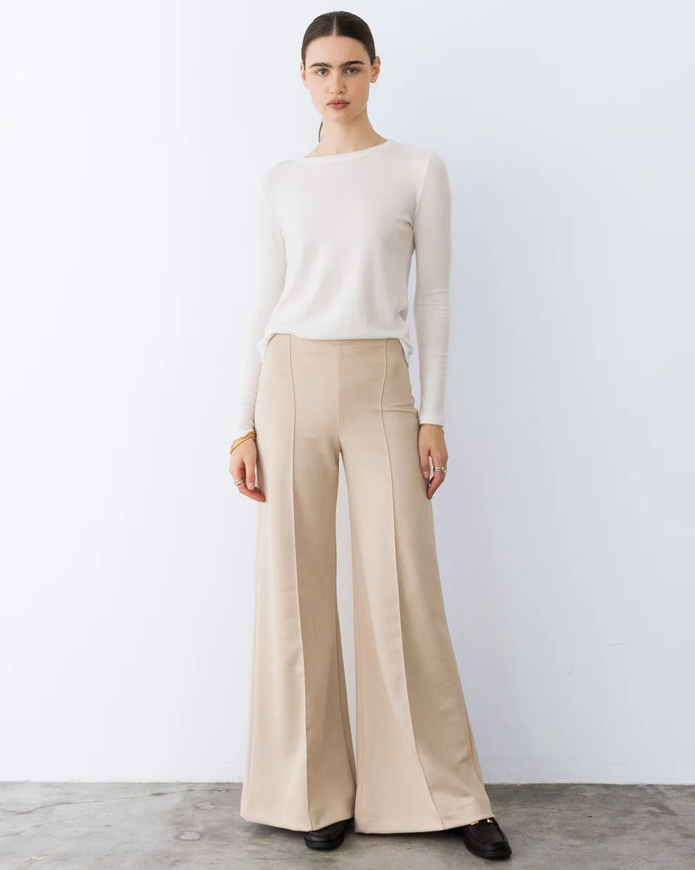 Stretch Suede Standard Wide Leg Pant