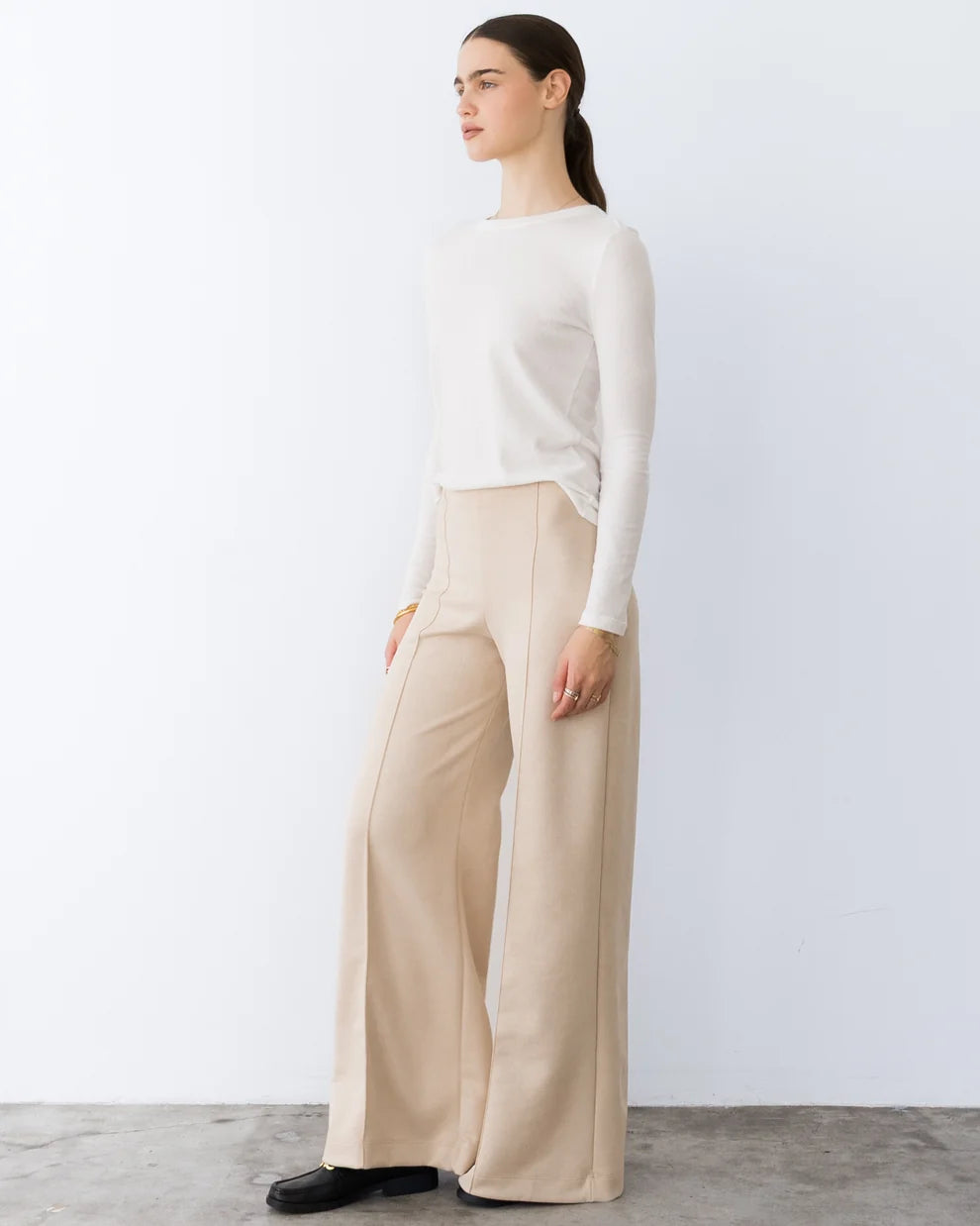 Stretch Suede Standard Wide Leg Pant