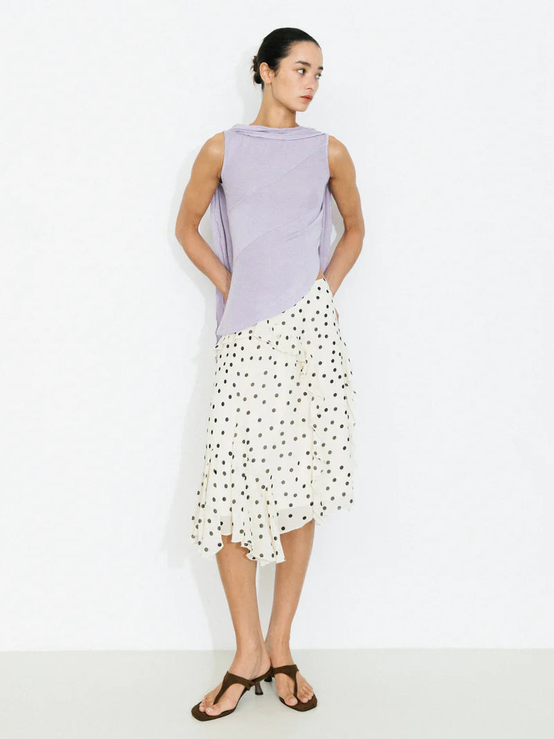 Asymmetrical Tie-Neck Flowy Sleeveless Top