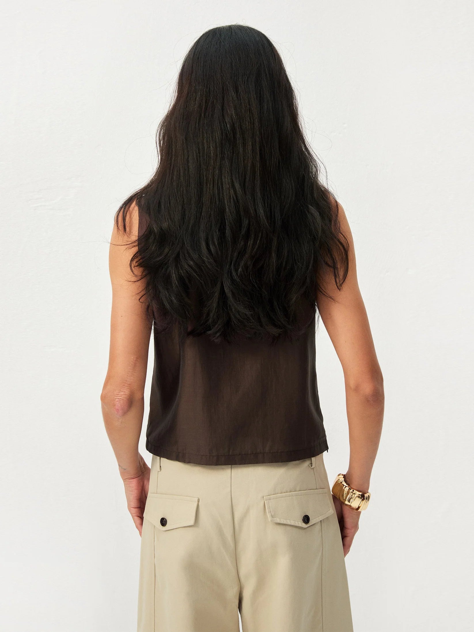 Ruffled V-Neck Sleeveless Blouse