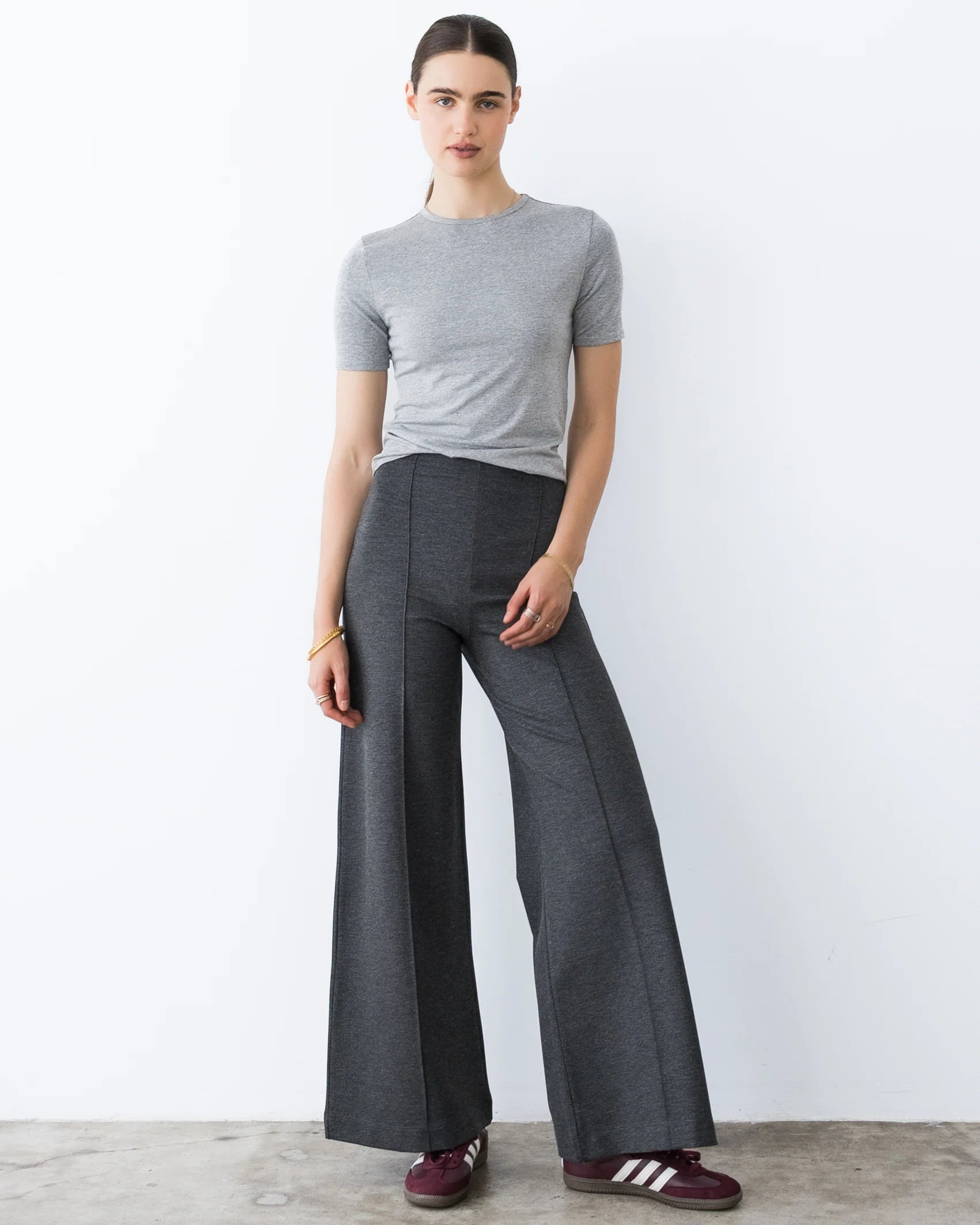 Ponte Knit Standard Wide Leg Pant