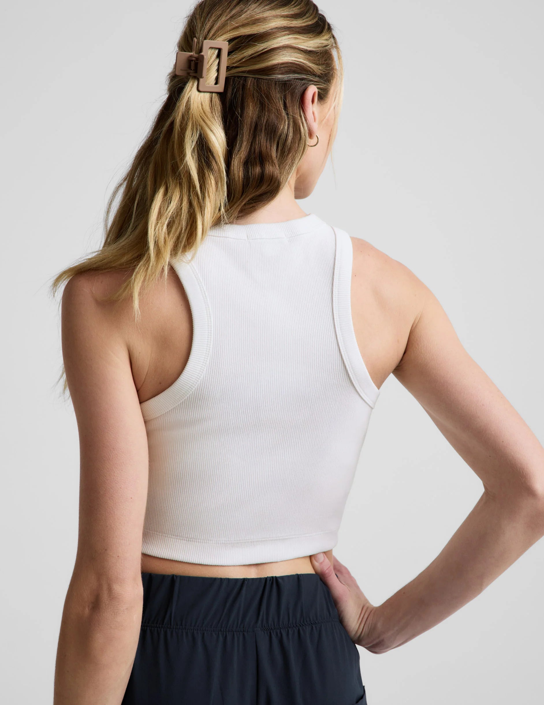On Repeat Rib High Neck Cropped Tank