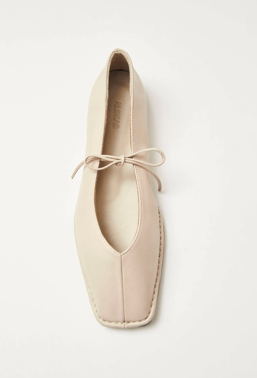 Sway Cream Leather Ballet Flats