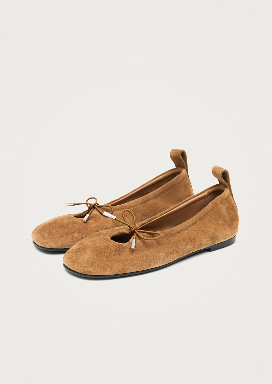 Rosalind Suede Tan Leather Ballet Flats