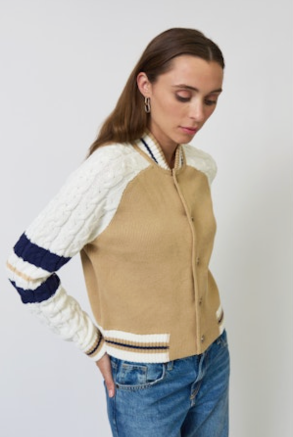 Chloe Cable Sleeve Knit Bomber