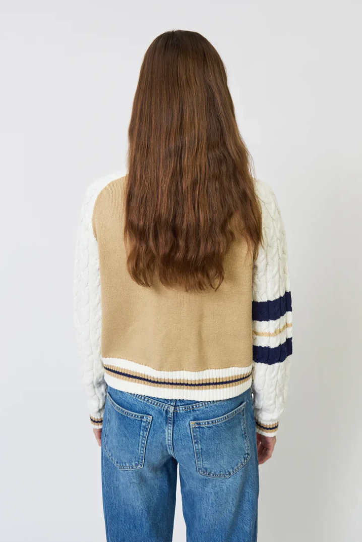 Chloe Cable Sleeve Knit Bomber