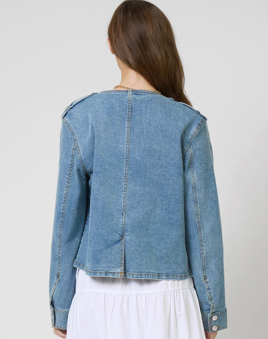 Nevada Collarless Denim Jacket