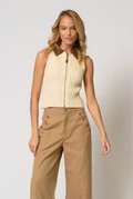 Phoebe Zip Up Ribbed Tank