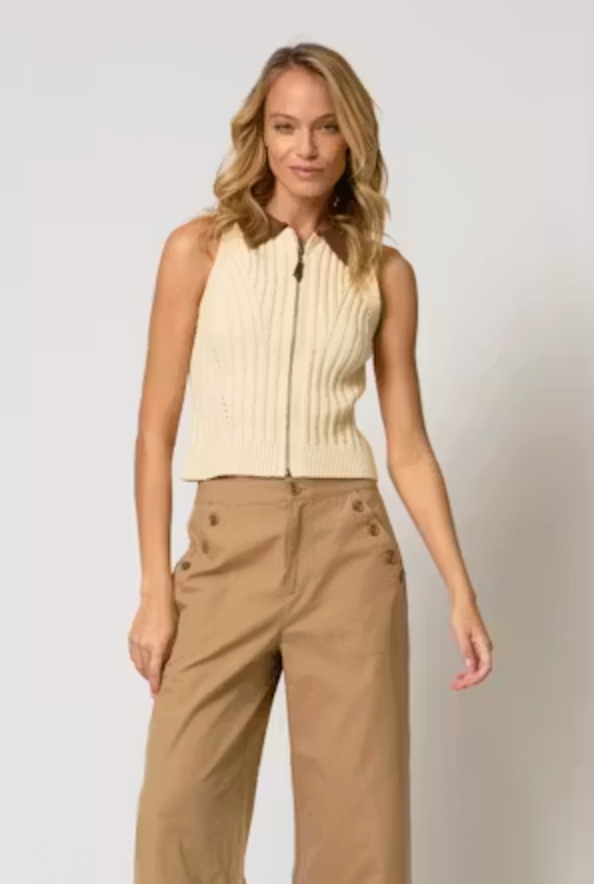 Phoebe Zip Up Ribbed Tank