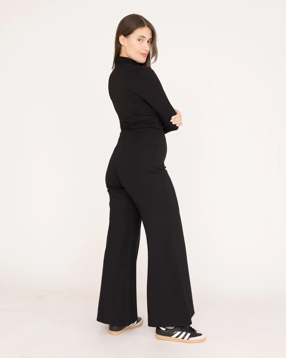 Ponte Knit Standard Wide Leg Pant