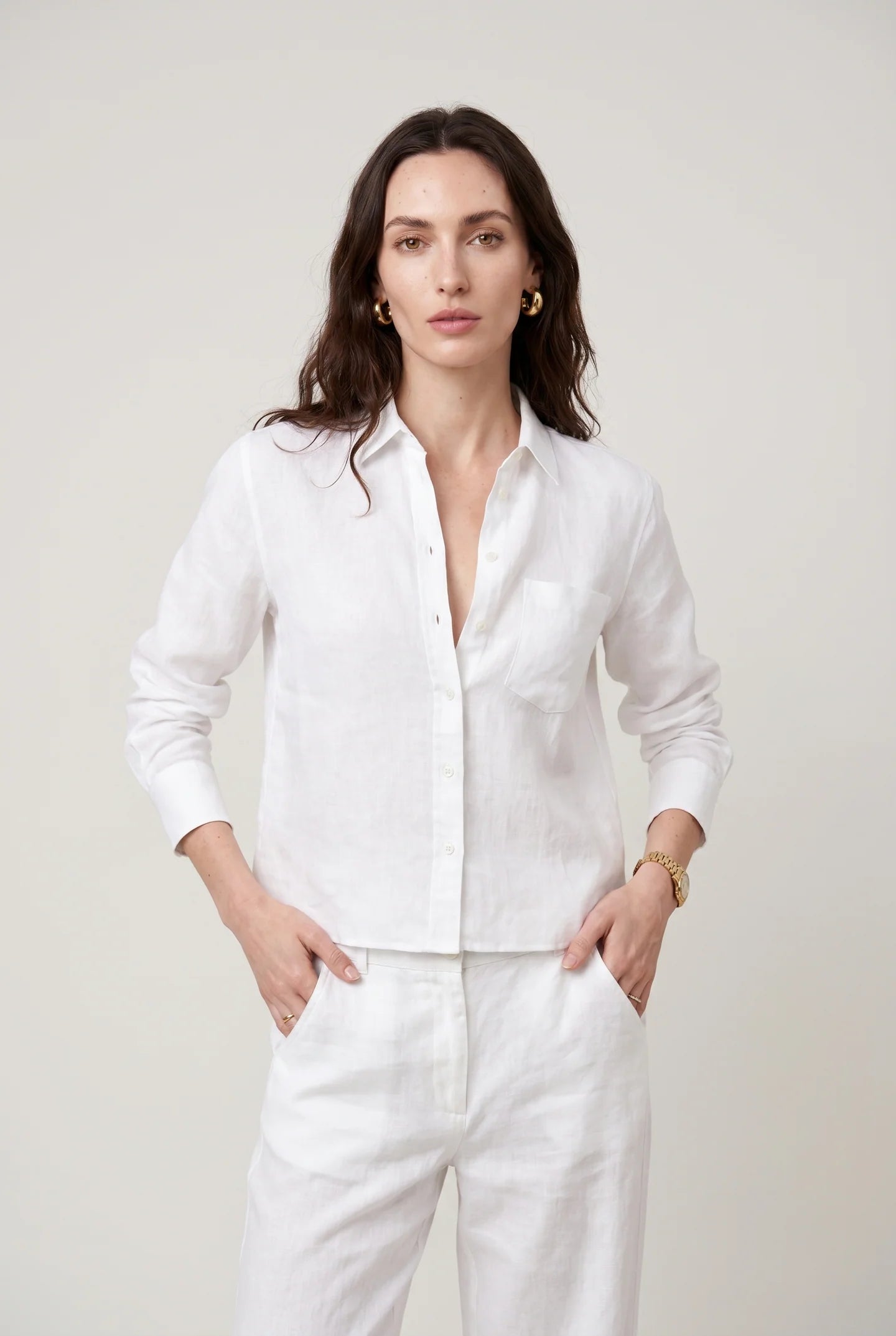The Long Sleeve Boxy Crop - Linen