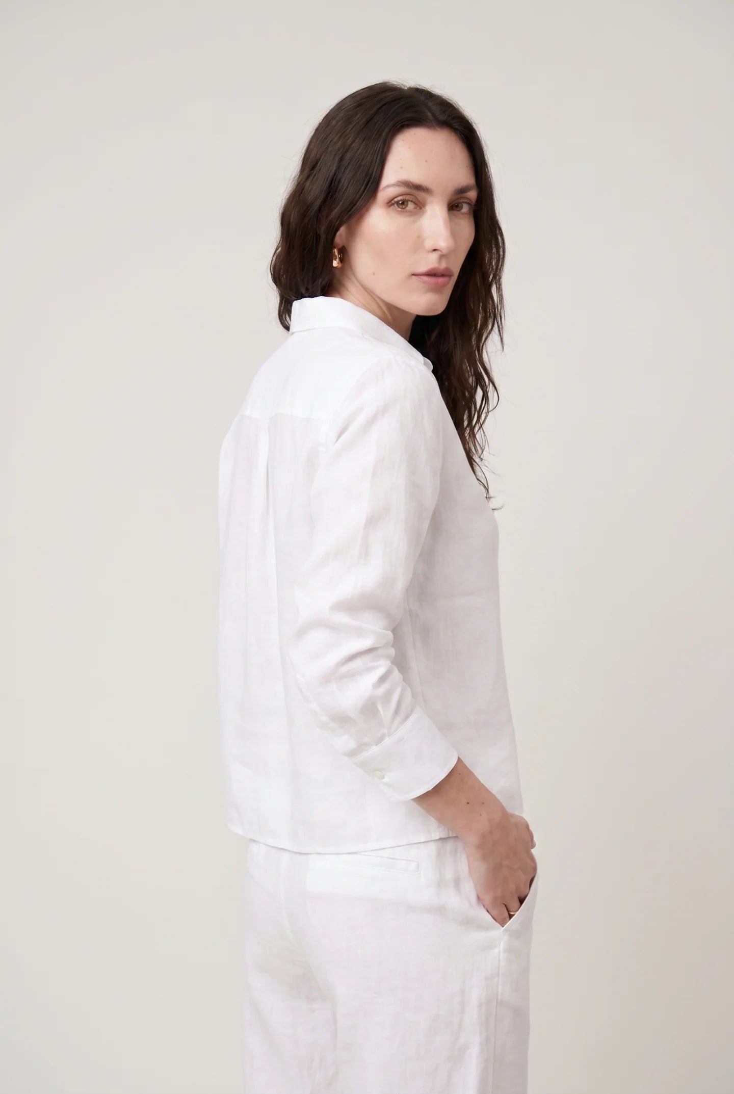 The Long Sleeve Boxy Crop - Linen