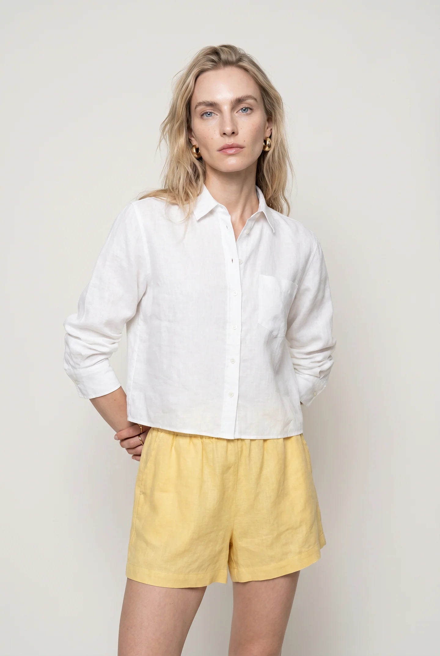 The Long Sleeve Boxy Crop - Linen