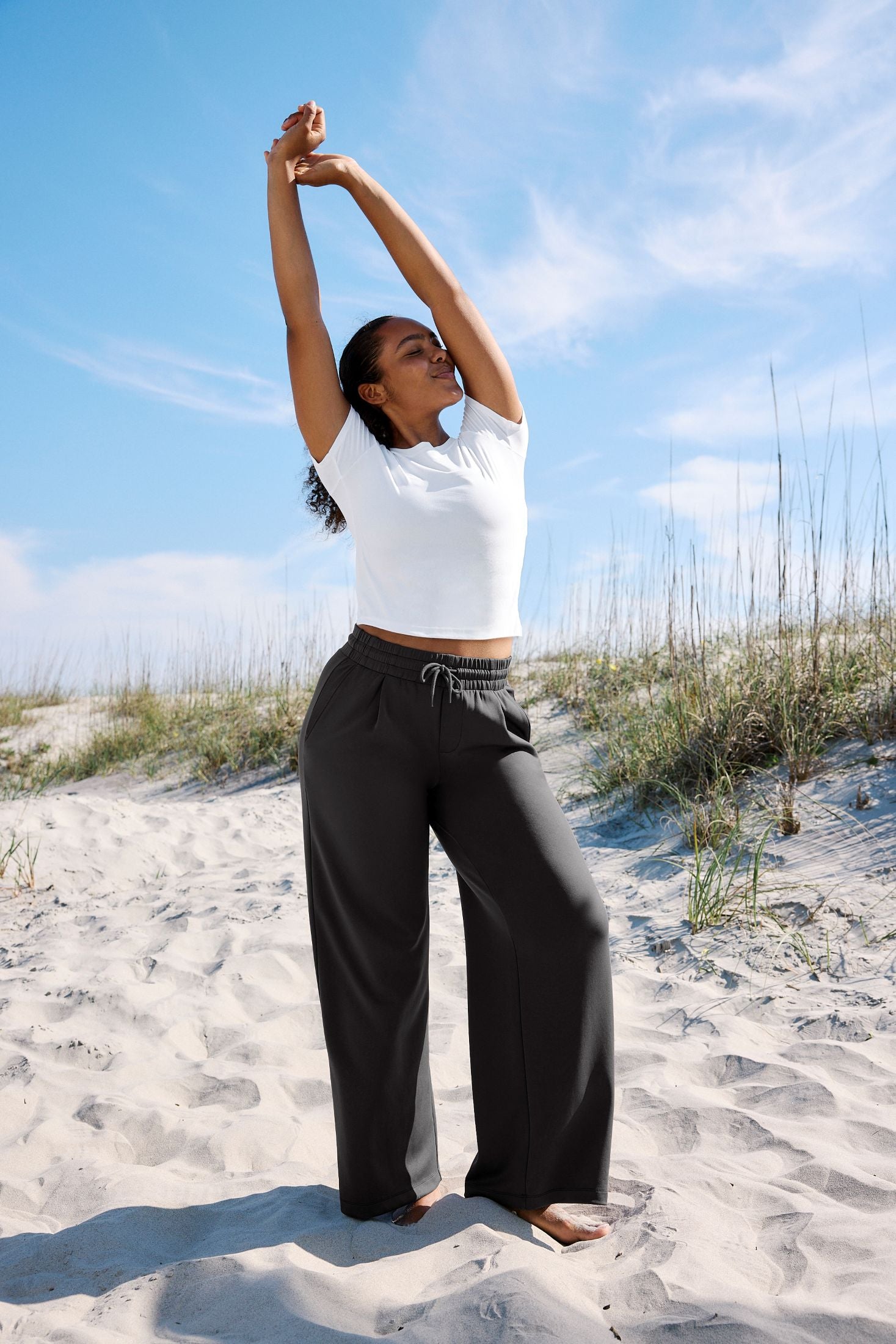 Luxe Sandwash Double Knit Wide Leg Pant