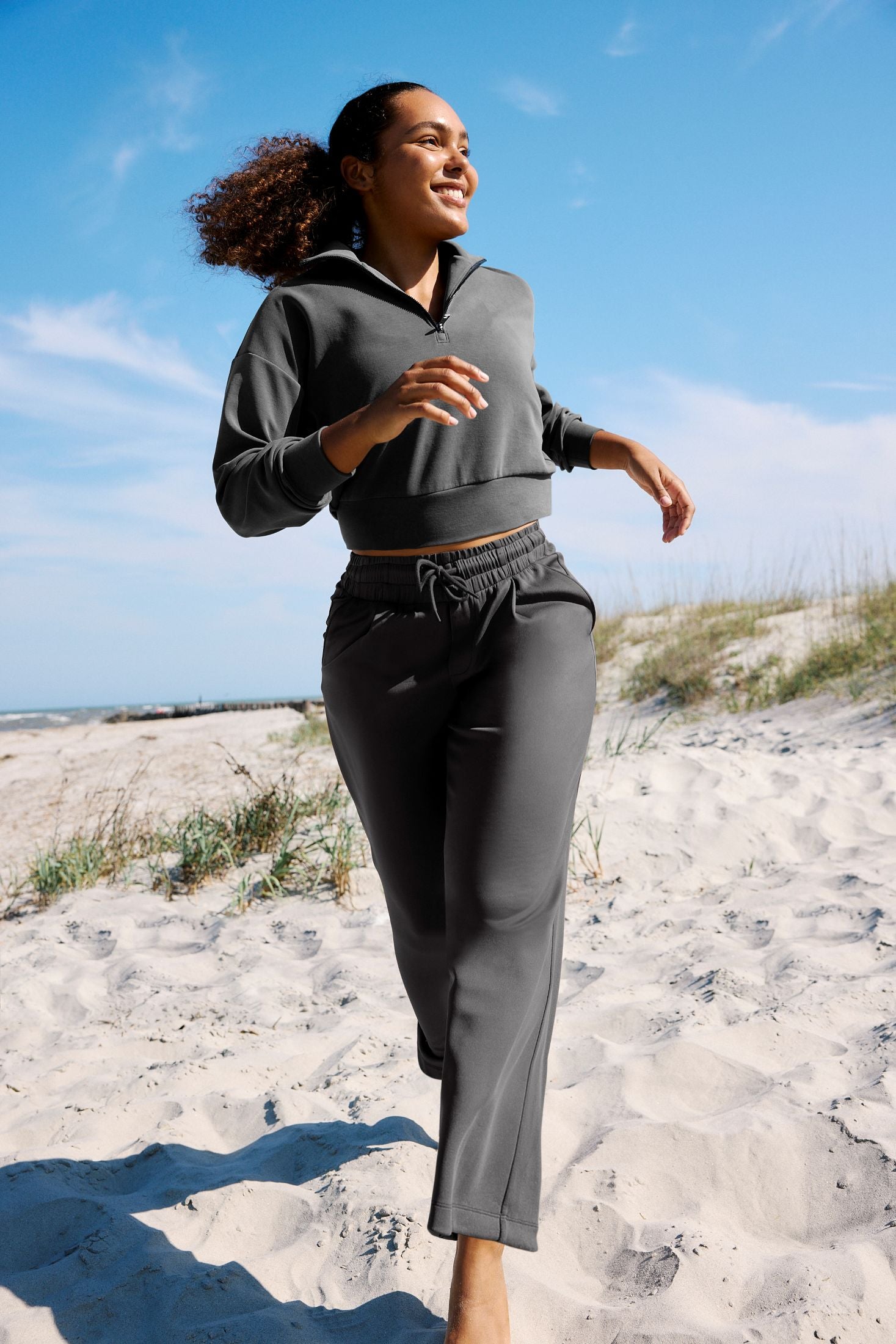 Luxe Sandwash Half Zip Pullover