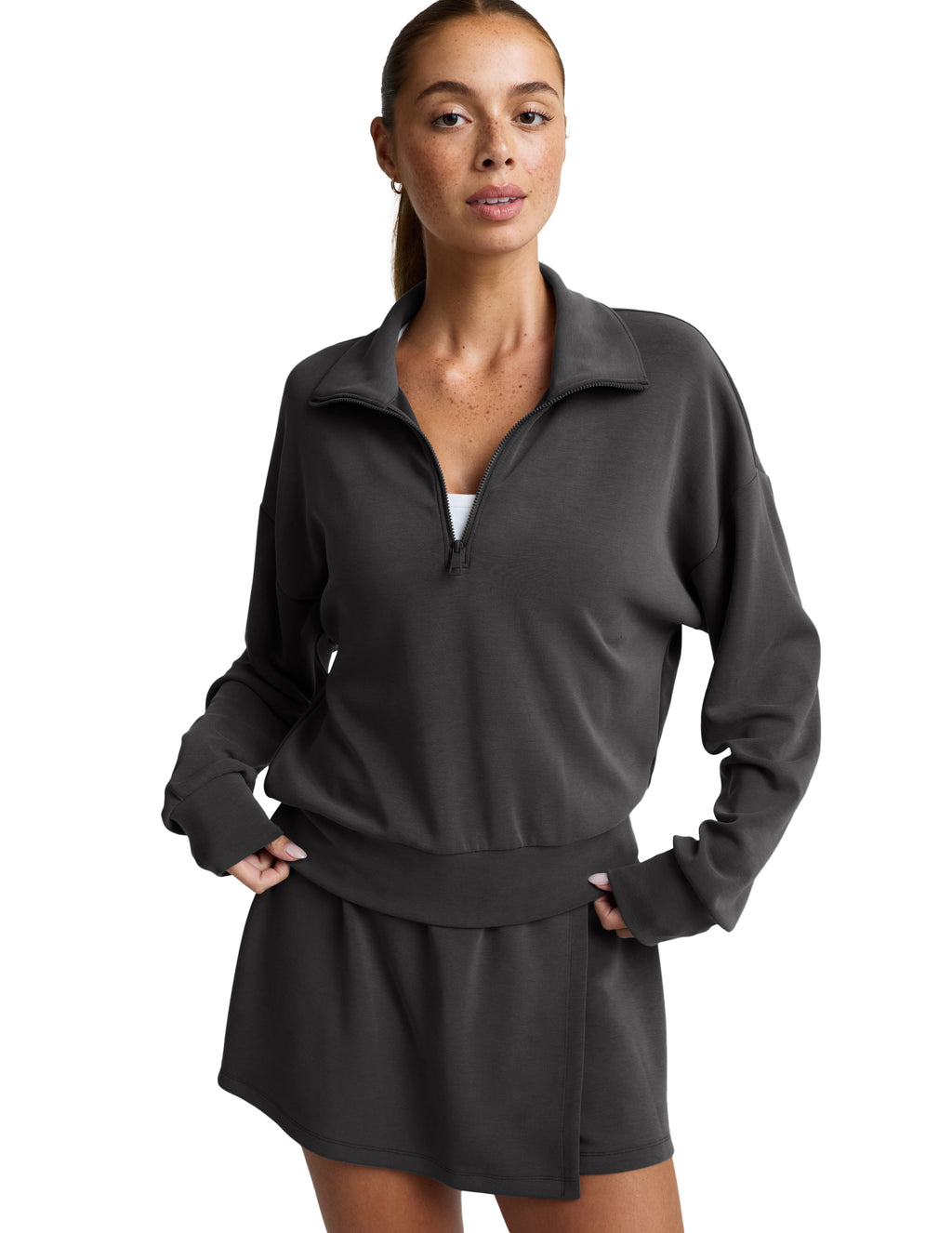 Luxe Sandwash Half Zip Pullover
